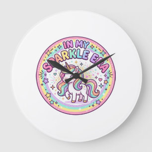 Einhorn In Meiner Funkel Ära Lustiger Druck auf An Große Wanduhr