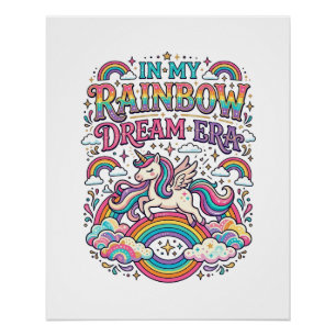 Einhorn In Meiner Regenbogen-Traum-Ära Farbige Kle Poster