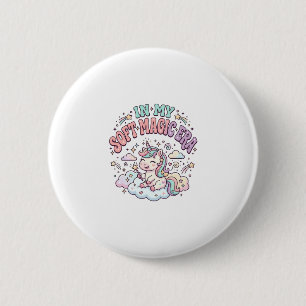 Einhorn In Meiner Weichen Magie-Ära Retro-Stil Pro Button