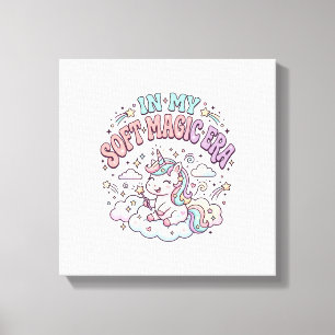 Einhorn In Meiner Weichen Magie-Ära Retro-Stil Pro Leinwanddruck