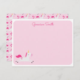 Einhorn in Pinks mit Herz Mitteilungskarte