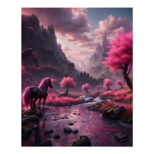 Einhorn in Rosa Poster (Vorderseite)