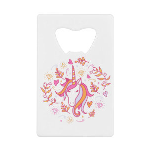 Einhorn in Rosa und Orange Geldbeutel Flaschenöffner