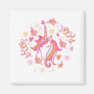 Einhorn in Rosa und Orange Magnet