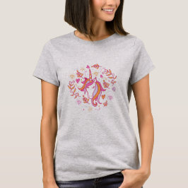 Einhorn in Rosa und Orange T - Shirt