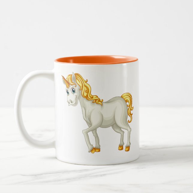 Einhorn-individuelle Name-Tasse Zweifarbige Tasse (Links)