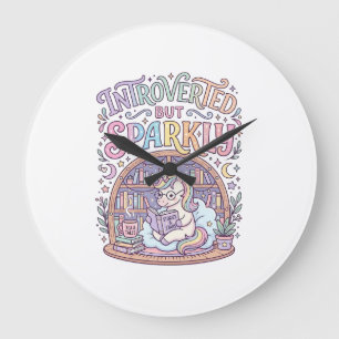 Einhorn Introvertiert aber funkelnd originell weiß Große Wanduhr