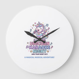 Einhorn-Karaoke-Nacht Fette Typografie Produkt Gra Große Wanduhr