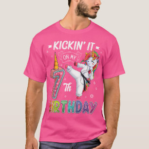 Einhorn Karate 7. Geburtstag 7 Sieben Jahre Alt Ta T-Shirt