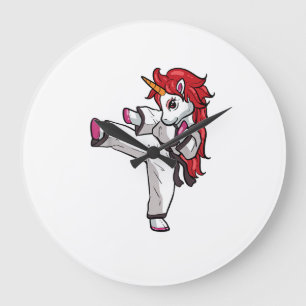 Einhorn Karate Mädchen Taekwondo Jiu Jitsu MMA BJJ Große Wanduhr