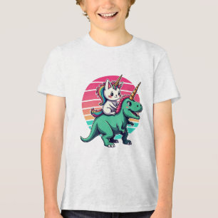 Einhorn-Katze-T-Rex-Abenteuer für Katzenliebhaber Tri-Blend Shirt