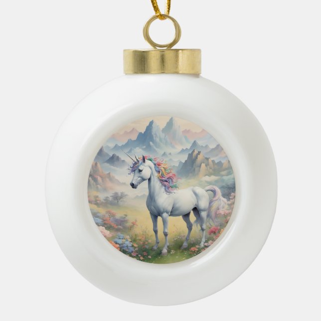 Einhorn Keramik Kugel-Ornament (Vorderseite)