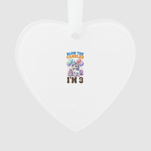 Einhorn-Kinder 3. Geburtstagsfeier Junge 3 Jahre a Ornament