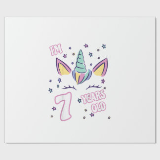 Einhorn Kinder zum 7. Geburtstag ich bin 7 Jahre a Geschenkpapier
