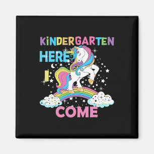 Einhorn-Kindergarten Hier komme ich Schule Kinderg Magnet