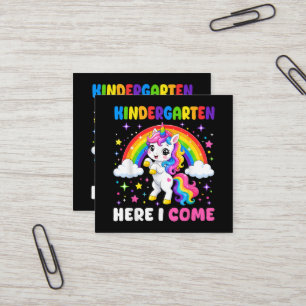 Einhorn - Kindergarten, ich komme - Zurück zur Sch Quadratische Visitenkarte