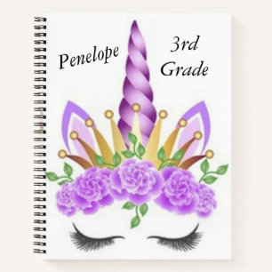 Einhorn-Kindernotizbuch mit individuellem Namen Notizbuch