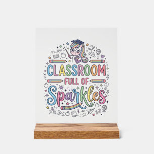Einhorn-Klassenzimmer voller Glitzer Original-Werb Acrylschild