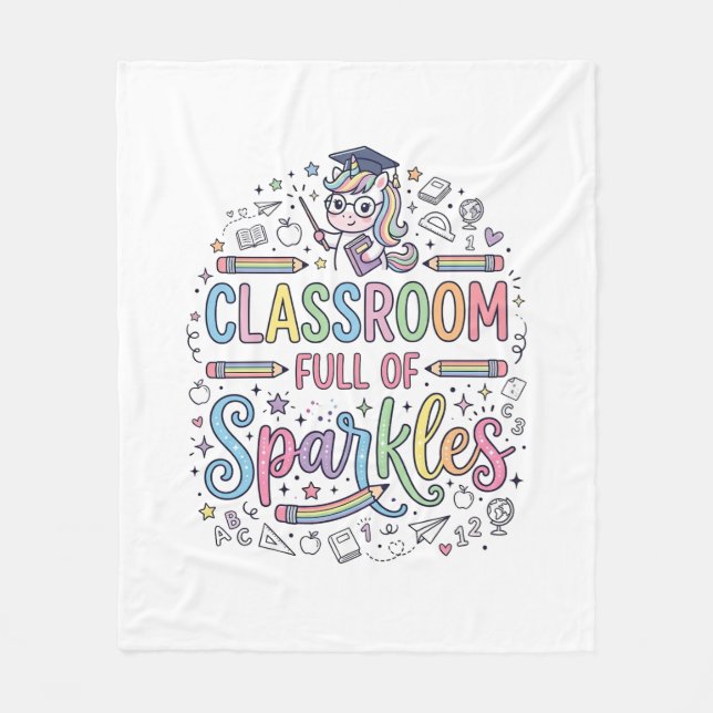 Einhorn-Klassenzimmer voller Glitzer Original-Werb Fleecedecke (Vorderseite)