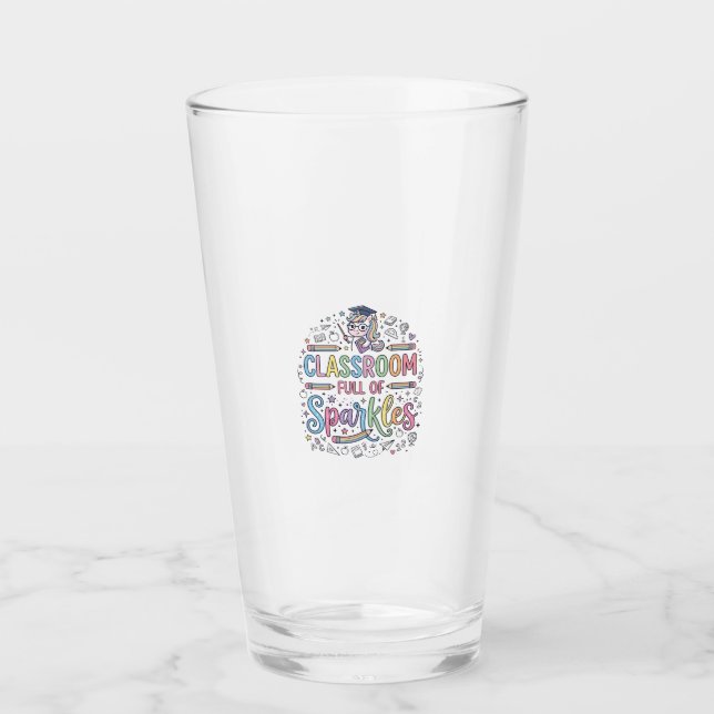Einhorn-Klassenzimmer voller Glitzer Original-Werb Glas (Vorderseite)