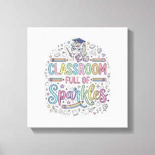 Einhorn-Klassenzimmer voller Glitzer Original-Werb Leinwanddruck