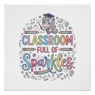 Einhorn-Klassenzimmer voller Glitzer Original-Werb Poster