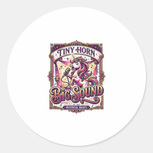 Einhorn Kleines Horn Großer Klang Stylishes Merch  Runder Aufkleber