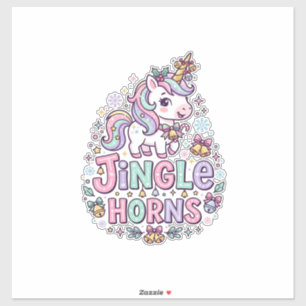 Einhorn Klingelhörner Charmante Bekleidung Grafik_ Aufkleber