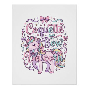Einhorn Kokette Schleife Einhorn Süß Pastell Grafi Poster