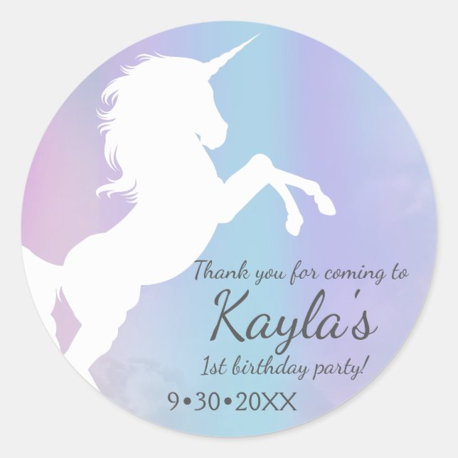 Einhorn, Konfektionsfarben aus Baumwolle, kundensp Runder Aufkleber (Vorderseite)