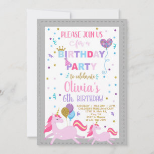 Einhorn königliche Feier Mädchen Geburtstag einlad Einladung