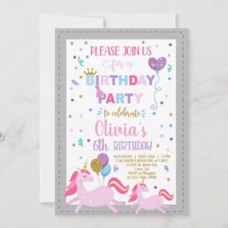Einhorn königliche Feier Mädchen Geburtstag einlad Einladung