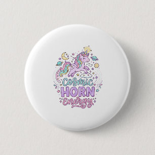 Einhorn Kosmische Horn Energie Süße Pastell Grafik Button