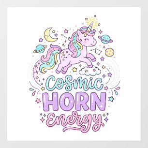 Einhorn Kosmische Horn Energie Süße Pastell Grafik Fensteraufkleber