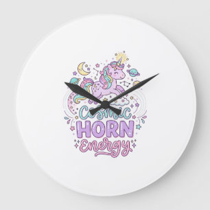 Einhorn Kosmische Horn Energie Süße Pastell Grafik Große Wanduhr