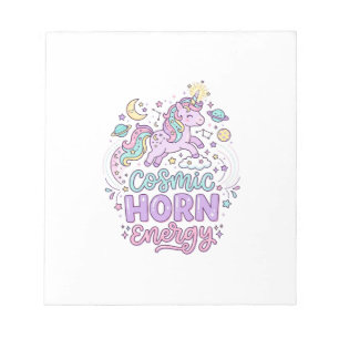 Einhorn Kosmische Horn Energie Süße Pastell Grafik Notizblock