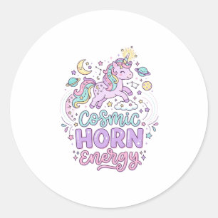 Einhorn Kosmische Horn Energie Süße Pastell Grafik Runder Aufkleber