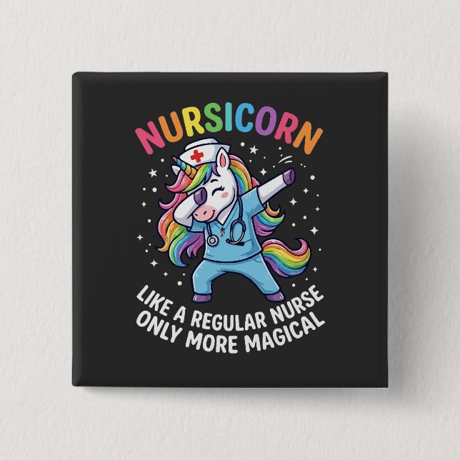 Einhorn-Krankenschwester Energie Hell und Magisch  Button (Vorderseite)