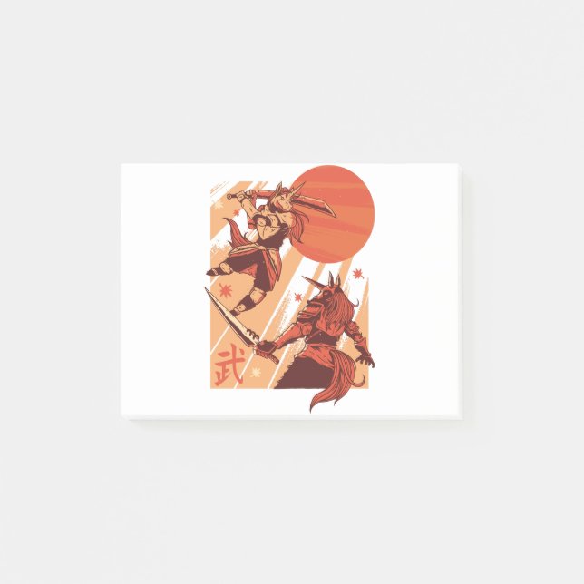 Einhorn Krieger Post-it Klebezettel (Vorderseite)