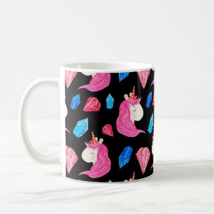 Einhorn, Kristalle: zauberhaftes Wasserfarbmuster. Kaffeetasse