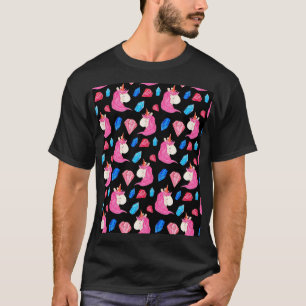 Einhorn, Kristalle: zauberhaftes Wasserfarbmuster. T-Shirt
