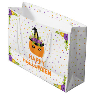 Einhorn-Kürbis Frohes Halloween Weiß Großes Gesche Große Geschenktüte