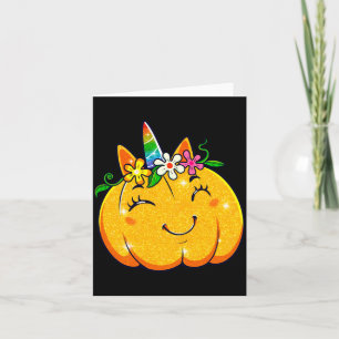 Einhorn-Kürbis-Halloween-Mädchen-Süßer-Erntedank Karte