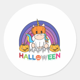 Einhorn-Kürbiskopf für Halloween Runder Aufkleber