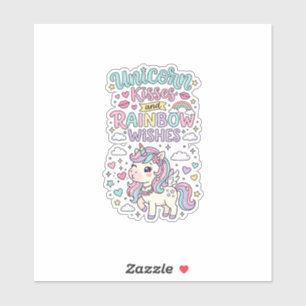 Einhorn Küsse und Regenbogen Wünsche Süße Pastell Aufkleber