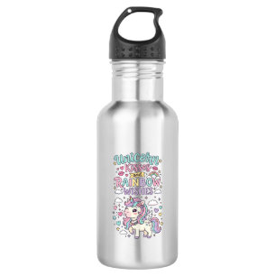 Einhorn Küsse und Regenbogen Wünsche Süße Pastell  Edelstahlflasche