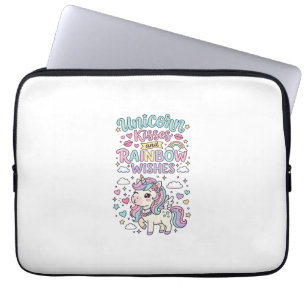 Einhorn Küsse und Regenbogen Wünsche Süße Pastell Laptopschutzhülle