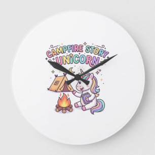 Einhorn-Lagerfeuergeschichte Einhorn-Verzauberung  Große Wanduhr