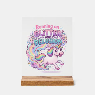 Einhorn läuft auf Glitter und Illusion Bezaubernd  Acrylschild