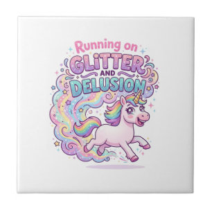 Einhorn läuft auf Glitter und Illusion Bezaubernd  Fliese